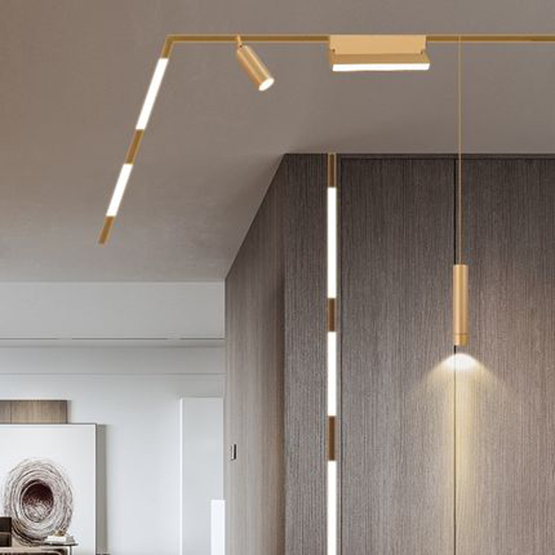 Gold Magnetic Track LED Light Flexible Ceiling For Creativity Lighting Magnet Rail System For Indoor Living Home Room Corridor - magnetic track led light - 1