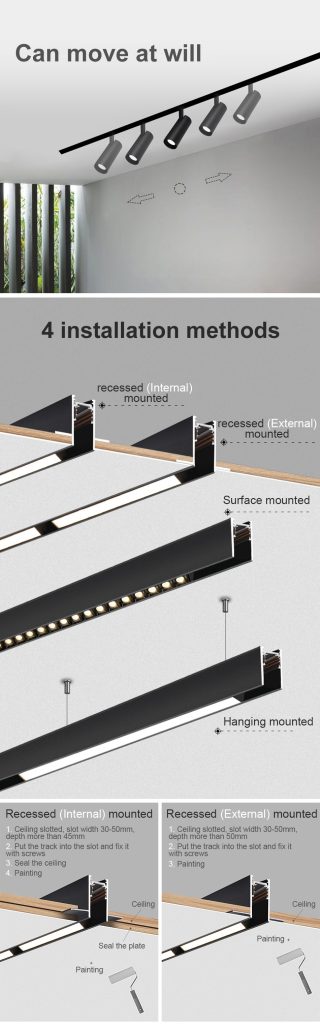 Modern Recessed Magnetic Track Lights LED Spotlight Fixtures Living Room Without Main Light Lighting Rail Magnet System￼ - magnetic track led light - 6