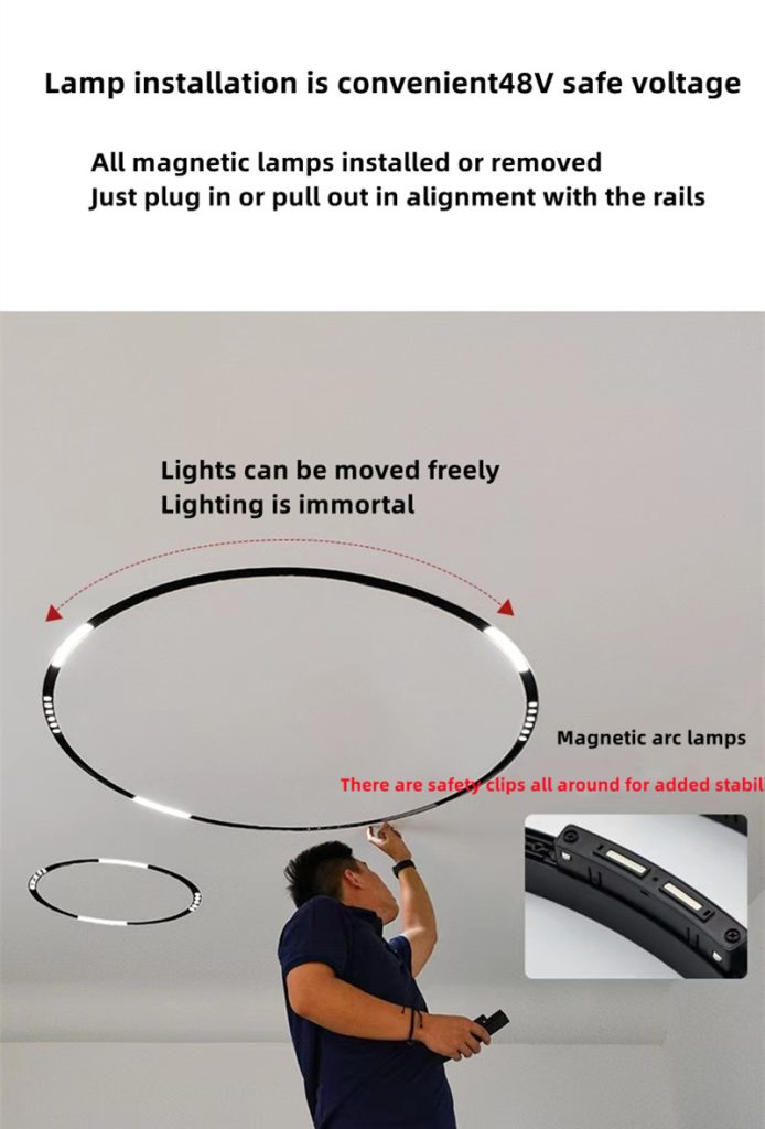 20Round Magnetic Track light Embedded Surface Mounted Living Room Arc Without Main Light Dark Mounted Led Borderless Line Lights - magnetic track led light - 29