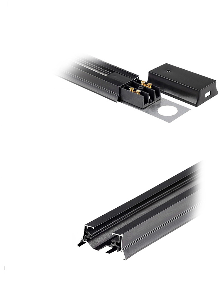 Black/white 0.5M 1M Led Track Rail 220V Aluminum Led Track Light Rails Straight/L Shape Connectors for Track Rail Spotlight - magnetic track led light - 3